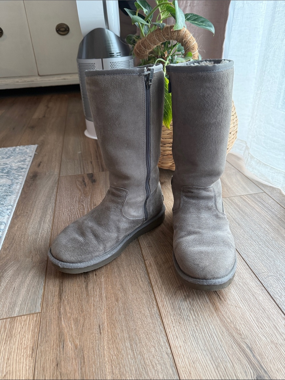 UGG Gray Suede Mid-Calf Zip Winter Boots